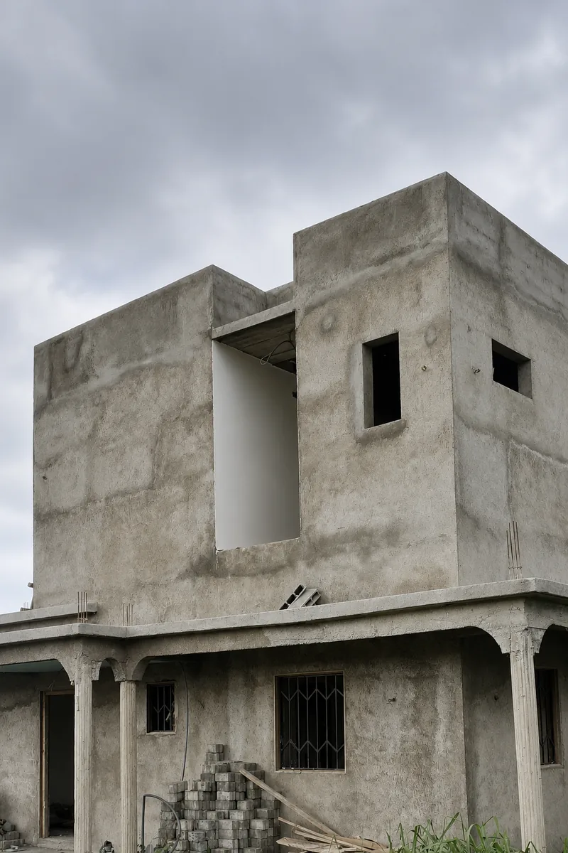 Obra residencial em fase estrutural